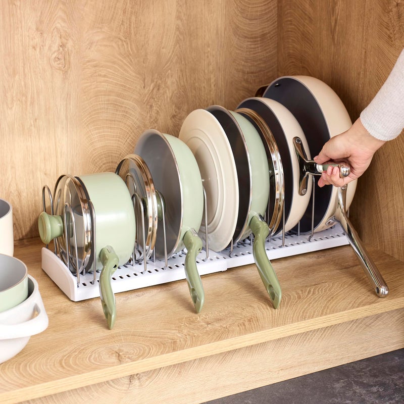 YouCopia StoreMore Expandable Pan and Lid Rack with Steel Wires, 12.5"-22" Wide Adjustable Pan Organizer for Kitchen Cabinet Storage, Premium Edition - Image 4