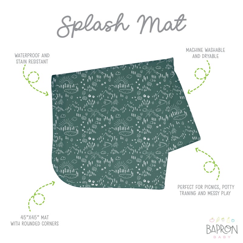 BapronBaby Pine Forest Splash Mat - Waterproof Catch-All for Under High Chairs, Floors, Tables, Playtime or Arts & Crafts - Machine Washable - 45" x 45â€ - Image 2