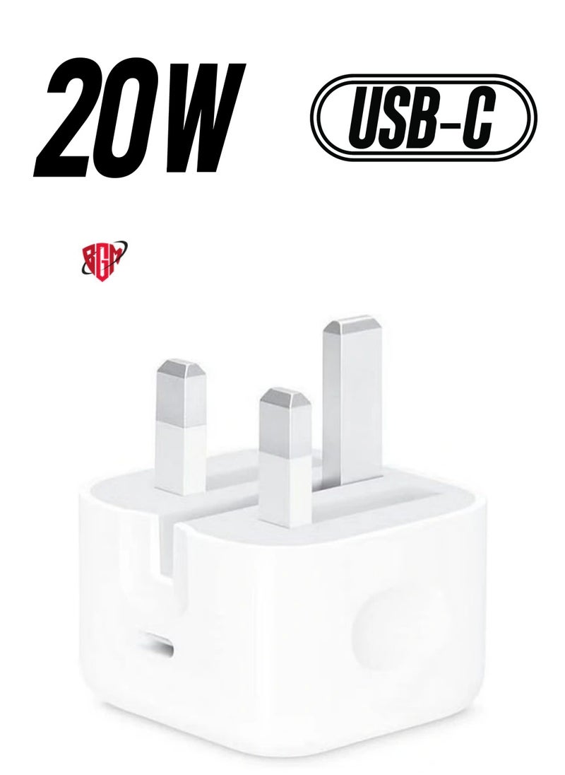 BGM - 20W USB-C Power Adapter 6cm for iPhone 14 Series White - Image 1