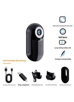 Thumb Sports Camera HD Volg Camera Sports Outdoor Riding Pet Pocket Children Chest Recorder-Body Color:Black Flagship Version - Ultra-clear Color Screen + Photo And Video + 128g Flash Memory + Gift Pack