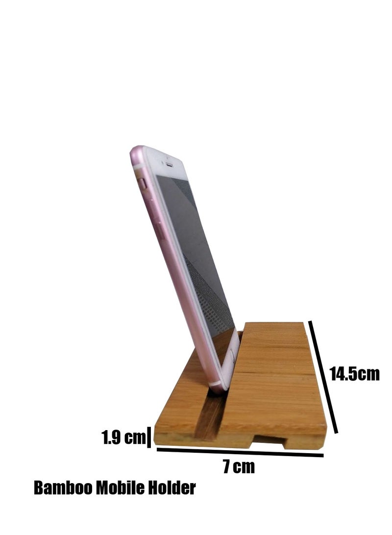 حامل الهاتف الخلوي الخشبي من الخيزران FFD - تصميم أنيق ومتعدد الاستخدامات للمكتب أو المطبخ أو المدرسة - متوافق مع جميع الهواتف الذكية - Image 2