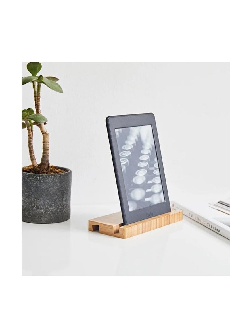 حامل الهاتف الخلوي الخشبي من الخيزران FFD - تصميم أنيق ومتعدد الاستخدامات للمكتب أو المطبخ أو المدرسة - متوافق مع جميع الهواتف الذكية - Image 3