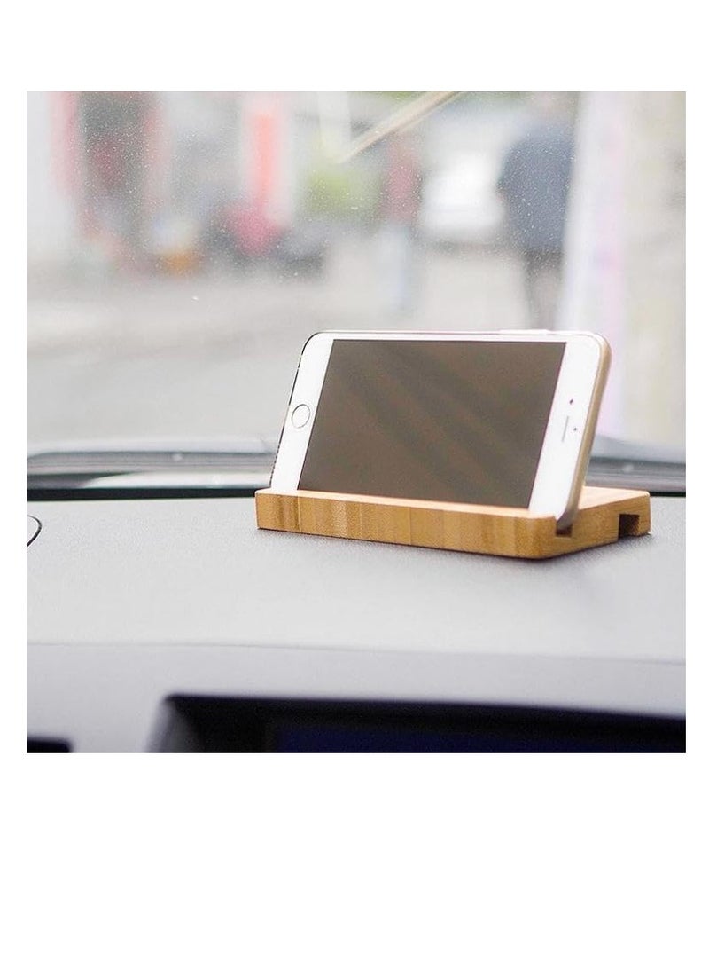 حامل الهاتف الخلوي الخشبي من الخيزران FFD - تصميم أنيق ومتعدد الاستخدامات للمكتب أو المطبخ أو المدرسة - متوافق مع جميع الهواتف الذكية - Image 4