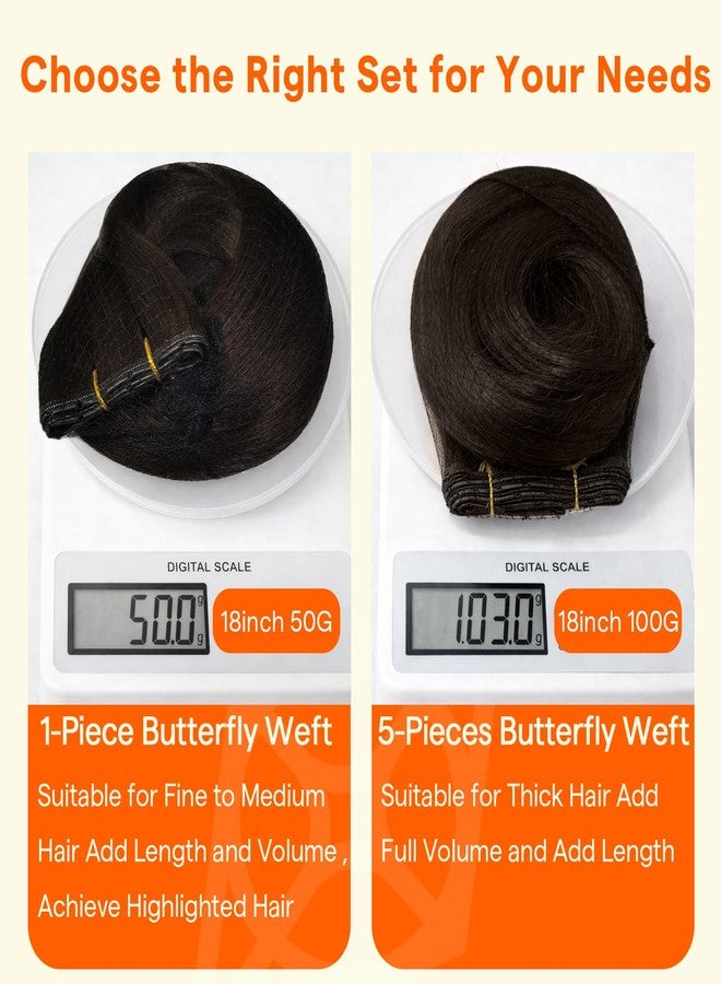 Full Shine Butterfly Weft Hair Extensions 16 Inch Dark Brown with Caramel Highlights Color Invisible Pu Holes Hair Extensions 5Pcs 90G Butterfly Wefts Straight Remy Hair for Women - Image 5