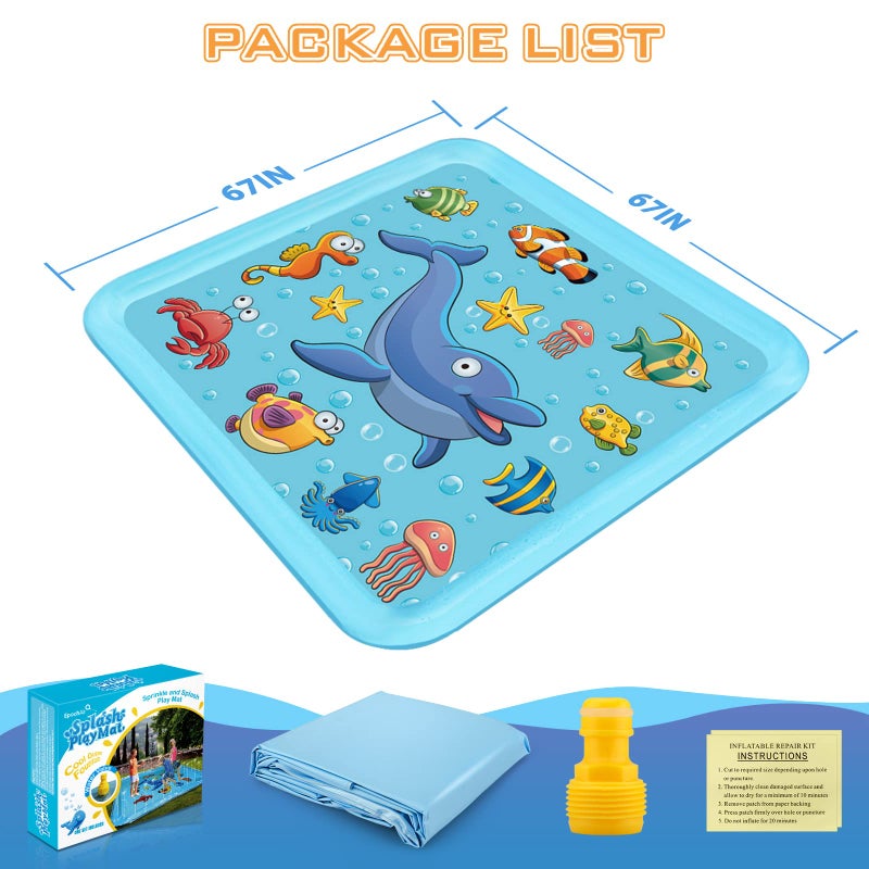 Growsland Splash Pad for Toddlers, Outdoor Sprinkler for Kids, 67" Summer Water Toys Inflatable Wading Baby Pool Fun Gifts for 3 4 5 6 7 8 9 Years Old Boy Girl Backyard Garden Lawn Outdoor Games - Image 5