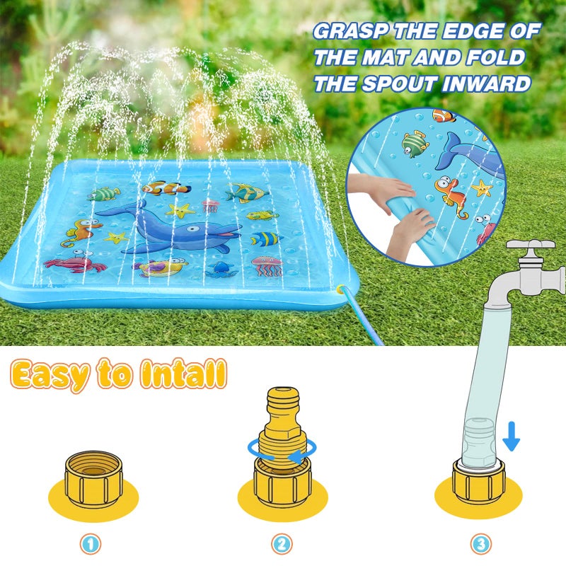 Growsland Splash Pad for Toddlers, Outdoor Sprinkler for Kids, 67" Summer Water Toys Inflatable Wading Baby Pool Fun Gifts for 3 4 5 6 7 8 9 Years Old Boy Girl Backyard Garden Lawn Outdoor Games - Image 4