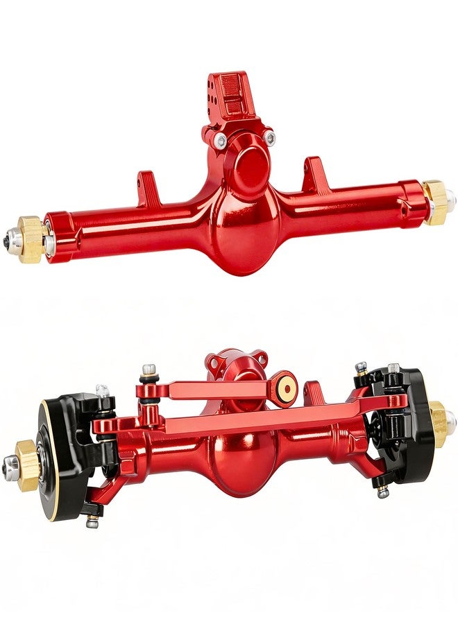 OGUNKE OGRC +4mm Axles with Double Joint Shafts and Brass Steering Knuckles for Axial SCX24 1/24 RC Crawler Upgrade Parts (Red) - Image 1