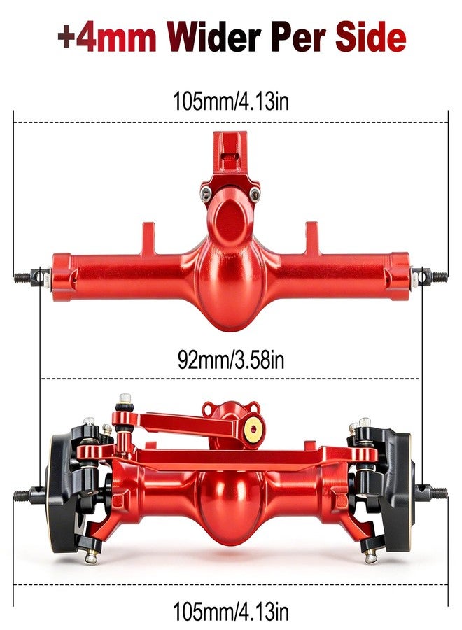 OGUNKE OGRC +4mm Axles with Double Joint Shafts and Brass Steering Knuckles for Axial SCX24 1/24 RC Crawler Upgrade Parts (Red) - Image 4