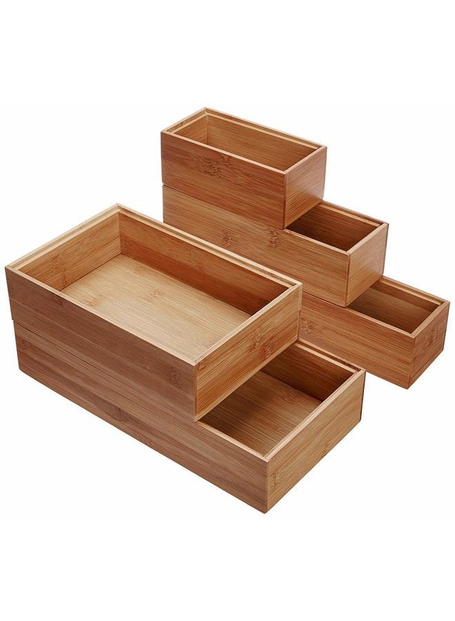 Lipper International 88005 صناديق تنظيم الأدراج من الخيزران، أحجام متنوعة، مجموعة مكونة من 5 قطع - Image 2