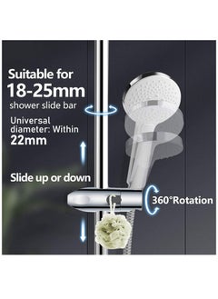 Excefore Shower Head Holder, 18-25 MM Shower Holder Bracket, Adjustable Universal Shower Holder Clip, For Bathroom Shower Slider Pole, Chrome Plated  - Image 5
