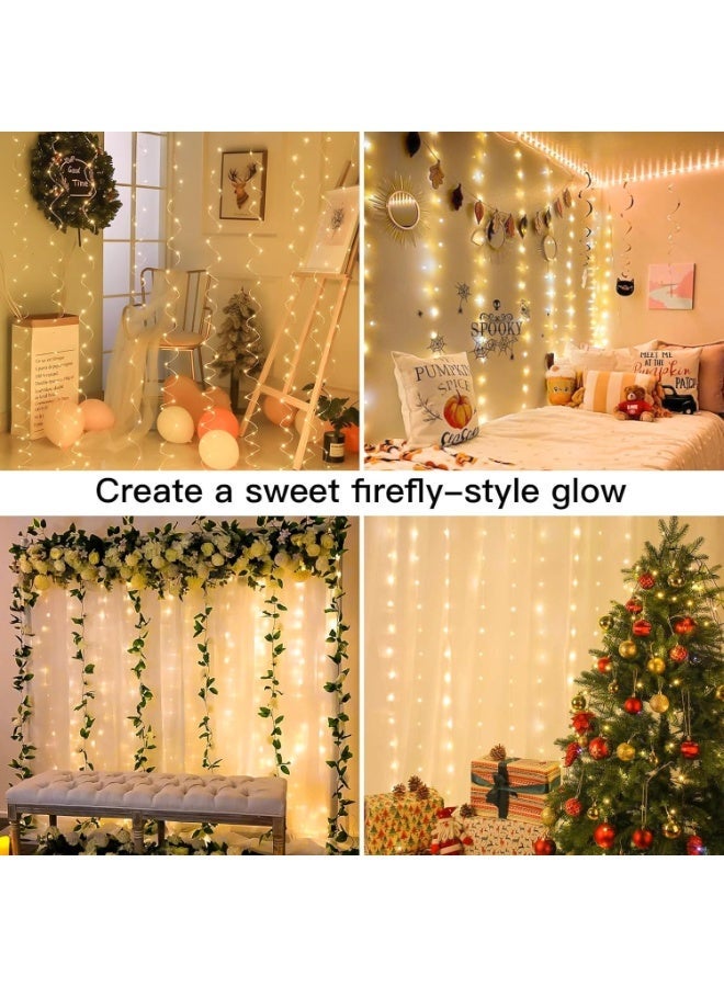 LED Curtain String Lights 3M x 2M, 150 LEDs Waterfall Fairy Lights with 8 Lighting Modes, IP44 Waterproof Warm White Decorative Hanging Lights for Ramadan, Eid, Christmas, Wedding, Bedroom & Home Decor - Image 5