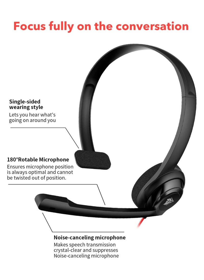 NUBWO - HW02 USB Headset with Microphone Noise Cancelling &Audio Controls, Super Light (Mono) - Image 1