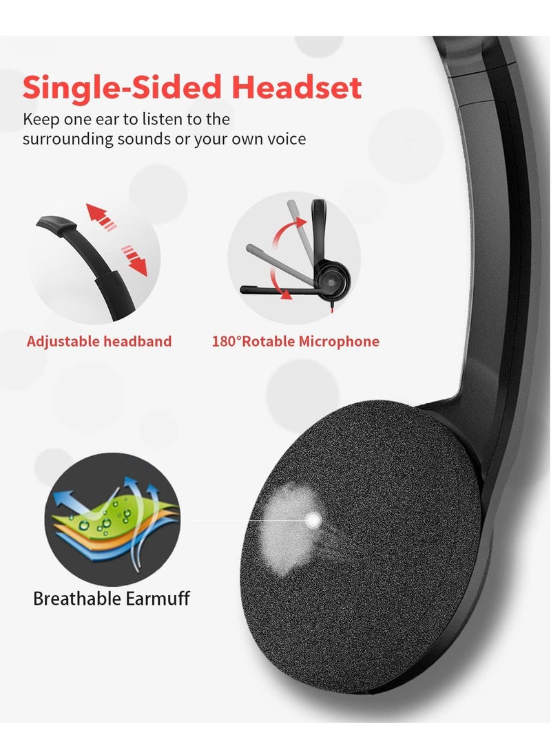 NUBWO - HW02 USB Headset with Microphone Noise Cancelling &Audio Controls, Super Light (Mono) - Image 1