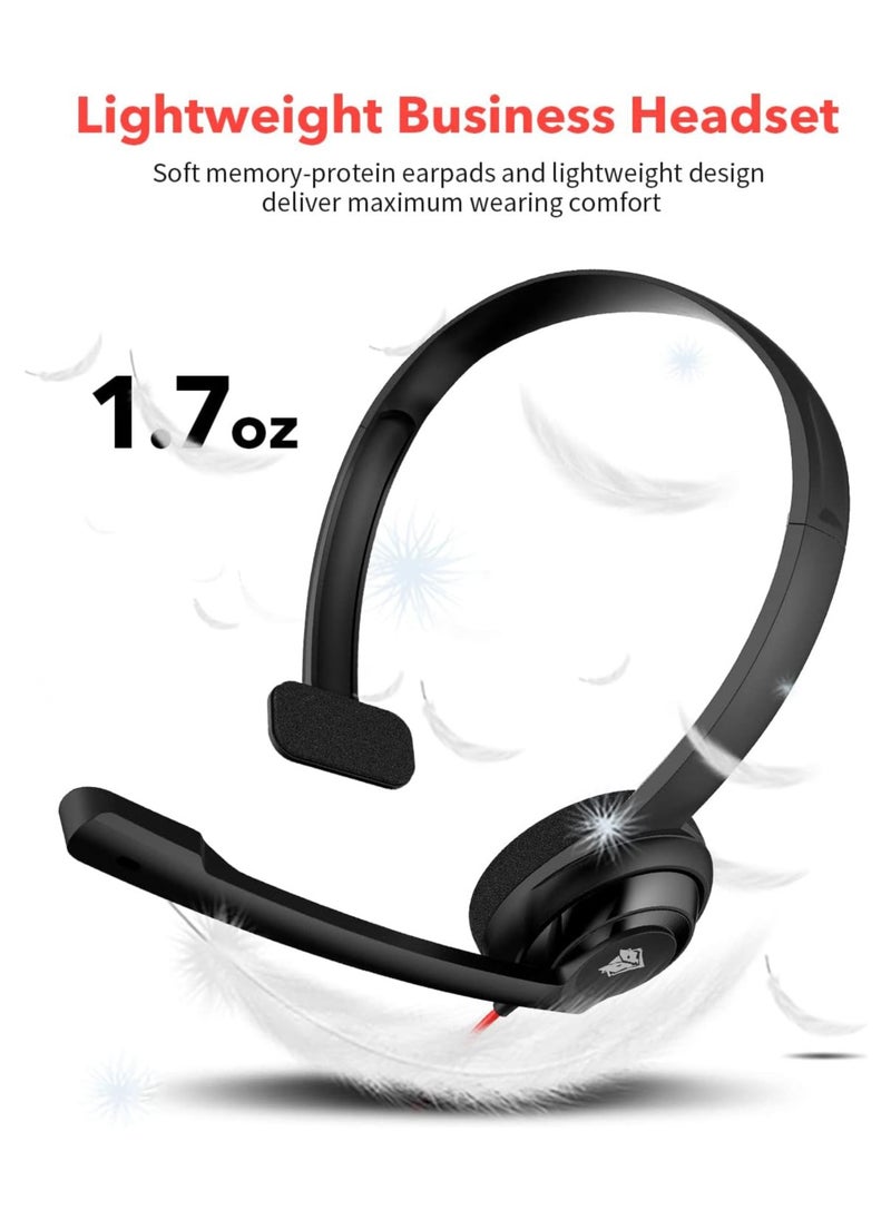 NUBWO - HW02 USB Headset with Microphone Noise Cancelling &Audio Controls, Super Light (Mono) - Image 1