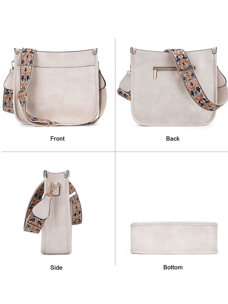 Caitina Crossbdy Bags Purses For Women,Vegan Leather Hobo Handbags Designer Crossbody Shoulder Bag with 2 Adjustable Strap(White) - Image 3