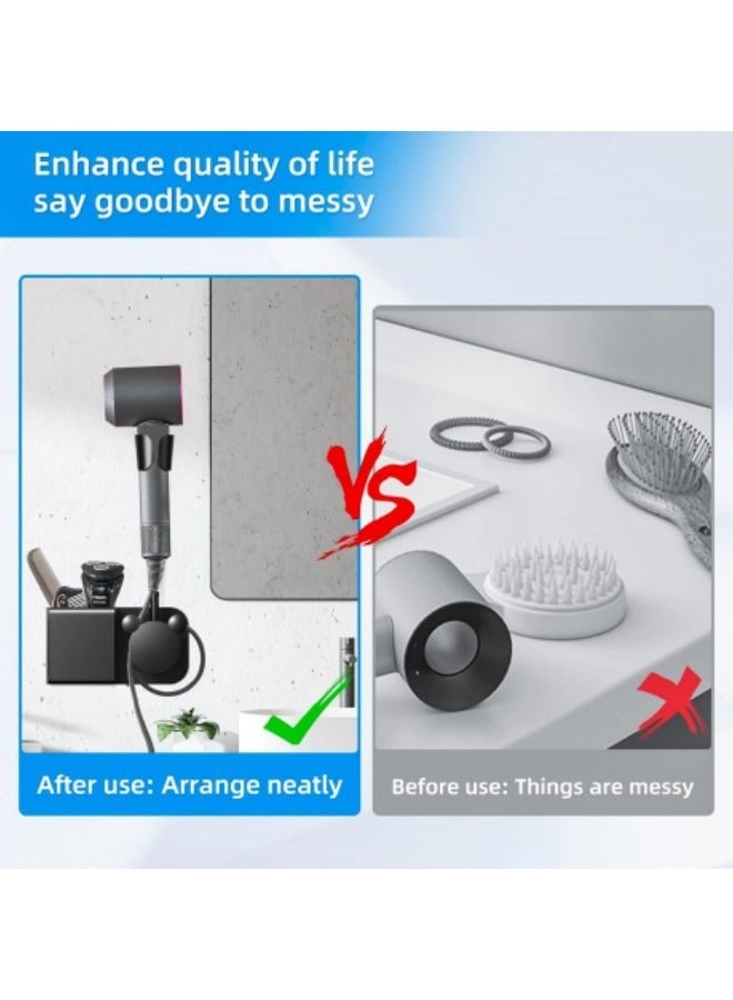 GGEROU Hair Dryer Holder Wall Mount, Bathroom Storage Hook Punch-Free Shelves Hair Styling Care Tool Organizer - Image 5
