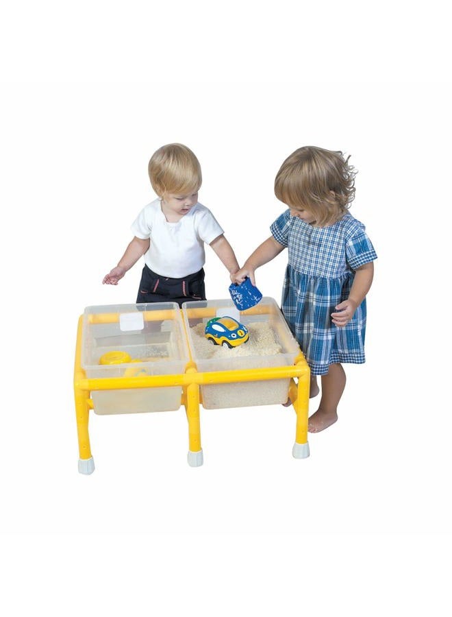 Mini Double Discovery Kids Sensory Table, Toddler Sand & Water Table, Sensory Activities for Kids, Clear-Yellow