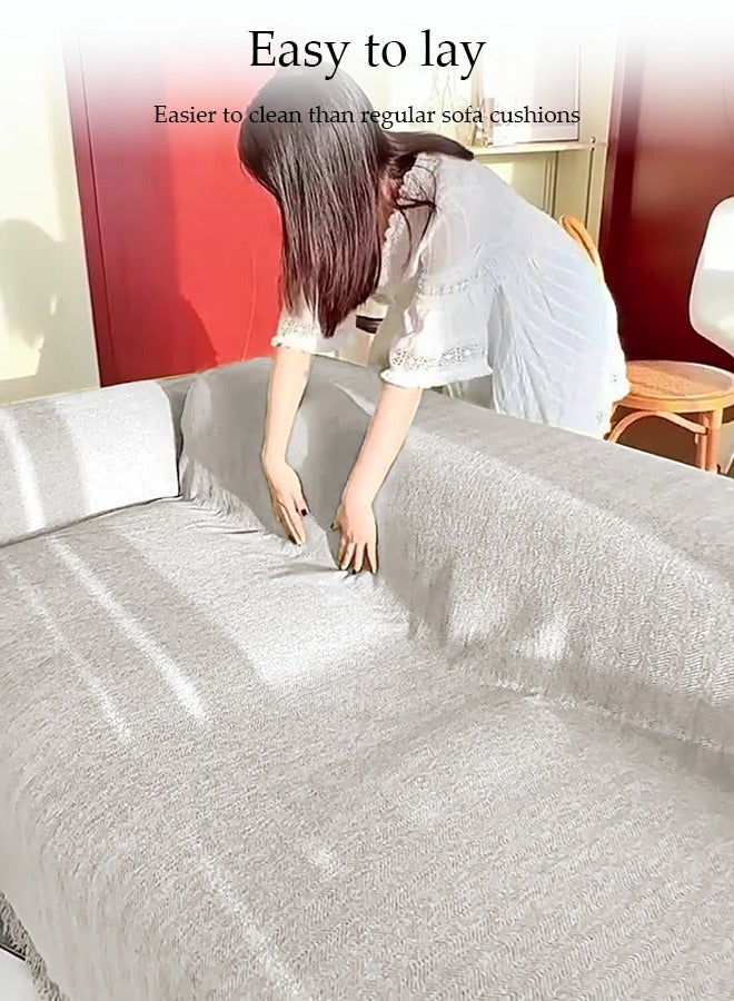 DUNISO غطاء أريكة شينيير، غطاء حماية للأريكة من الجانبين، بطانية ناعمة قابلة للتنفس، مع خيوط، لا تتعرض للتقشر بسهولة، مقاومة للاهتراء والخدوش، مناسبة لجميع الفصول، مناسبة للأرائك ذات المقعدين، 180 * 230 سم - Image 5
