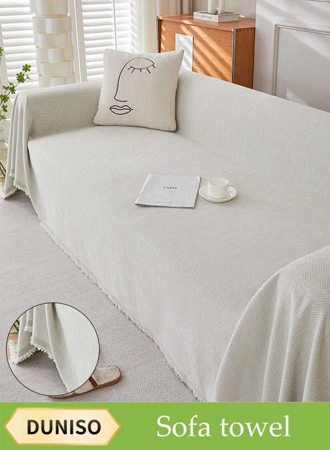 DUNISO غطاء أريكة شينيير، غطاء حماية للأريكة من الجانبين، بطانية ناعمة قابلة للتنفس، مع خيوط، لا تتعرض للتقشر بسهولة، مقاومة للاهتراء والخدوش، مناسبة لجميع الفصول، مناسبة للأرائك ذات المقعدين، 180 * 230 سم - Image 1