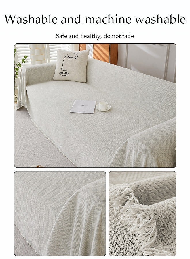 DUNISO Double Sided Chenille Sofa Cover,  Stylish Couch Protection Slipcovers with Tassels ， Breathable Nap Blanket,  Not Easy To Pilling, Wear Resistant And Scratch Resistant, Suitable For All Seasons, Suitable For Two Seater Sofas, 180 * 230cm - Image 4