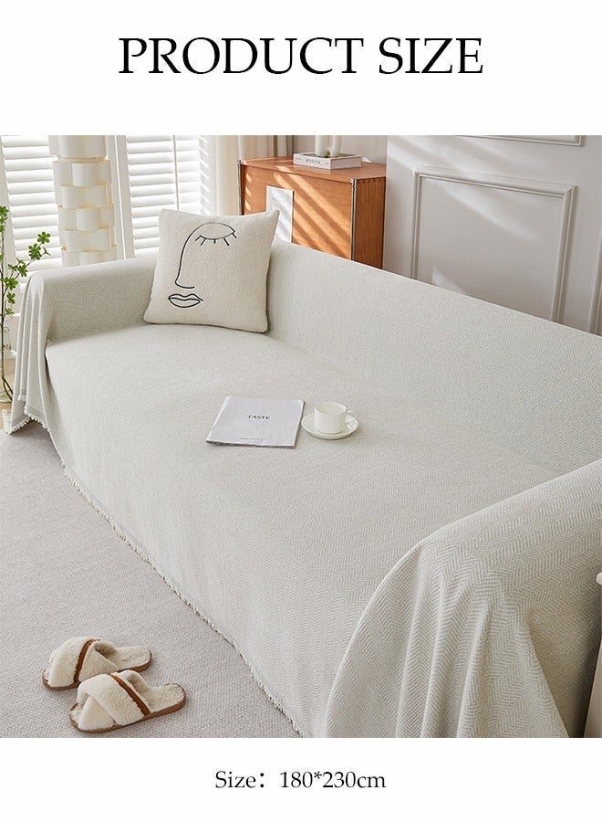 DUNISO Double Sided Chenille Sofa Cover,  Stylish Couch Protection Slipcovers with Tassels ， Breathable Nap Blanket,  Not Easy To Pilling, Wear Resistant And Scratch Resistant, Suitable For All Seasons, Suitable For Two Seater Sofas, 180 * 230cm - Image 2
