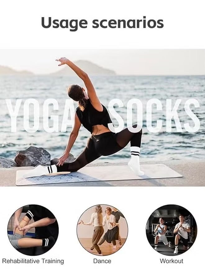 3 Pairs Non Slip Socks, Women Fashion All Season Socks, Sports Casual Simple Striped Colors, for Pilates Yoga, Barre Ballet Dance, Fitness, Football, Mid-Tube Socks Free Size - Image 2