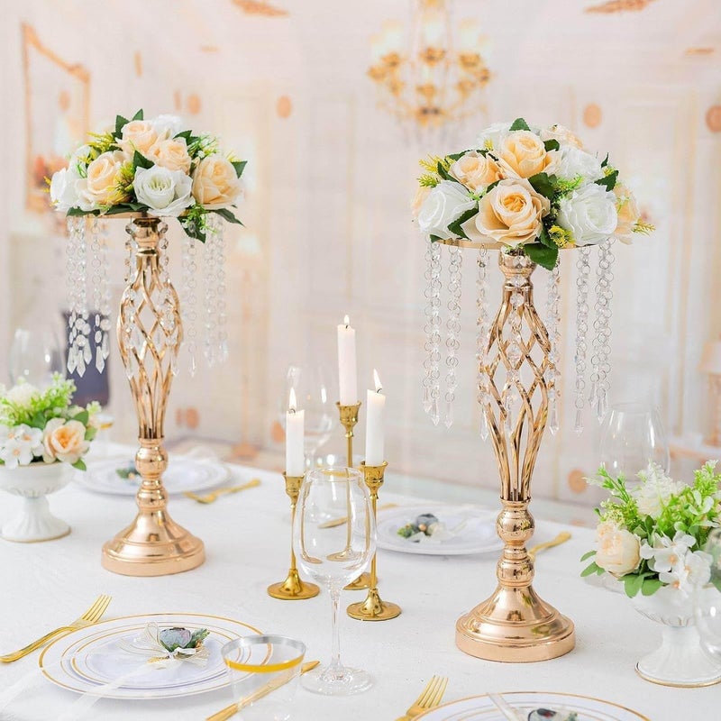 DOYKLI Crystal Flower Candle Holder StandGolden Crystal Candle Holder Stand for Table CenterpiecesTable Wedding Flower Vase Candlesticks Home Decor - Image 3