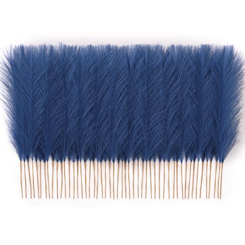 Faylifeway 𝟱𝟬𝙥𝙘𝙨 Pampas Grass 𝟭𝟳in, Faux Pampas Grass Home Decor, Artificial Pampas Grass Fluffy Floral Flower Arrangement for Party Wedding Dinning Hall (𝗕𝗹𝘂𝗲) - Image 1