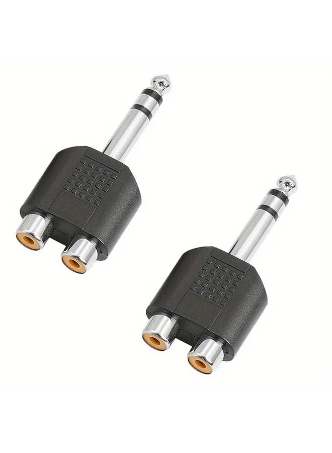 2pcs Heavy Duty 1 4 Inch TRS Male to Dual RCA Female Audio Splitter Adapter - Image 1