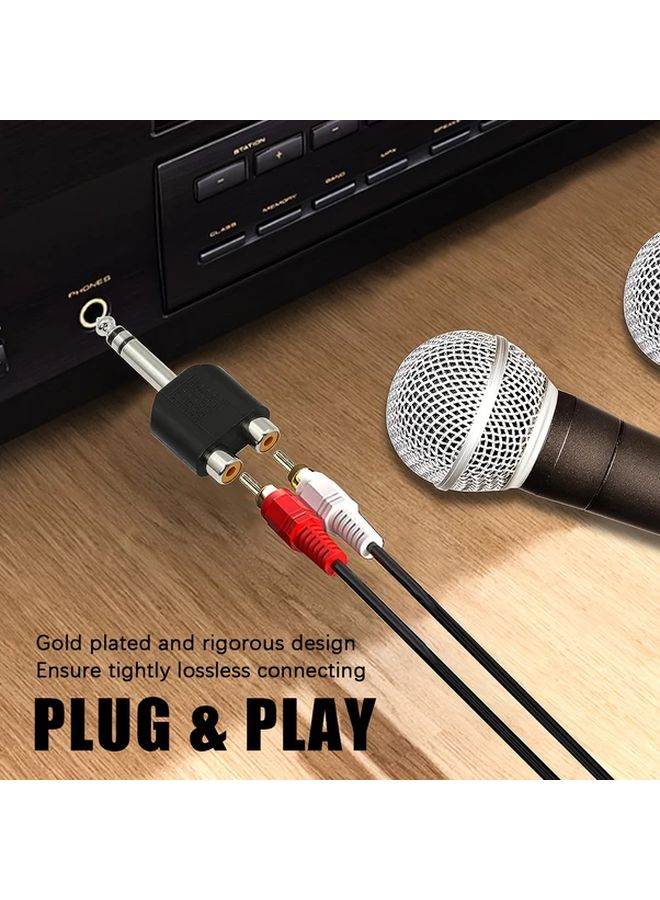 2pcs Heavy Duty 1 4 Inch TRS Male to Dual RCA Female Audio Splitter Adapter - Image 3