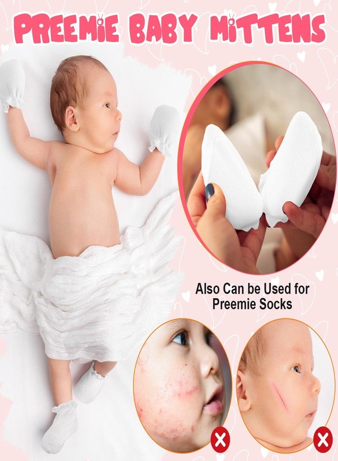 Vabean 12 Pairs Preemie Baby Mittens No Scratch Cotton Premature Baby Gloves for Nicu Preemie Girls Boys Gifts(White,Pink,Gray) - Image 5