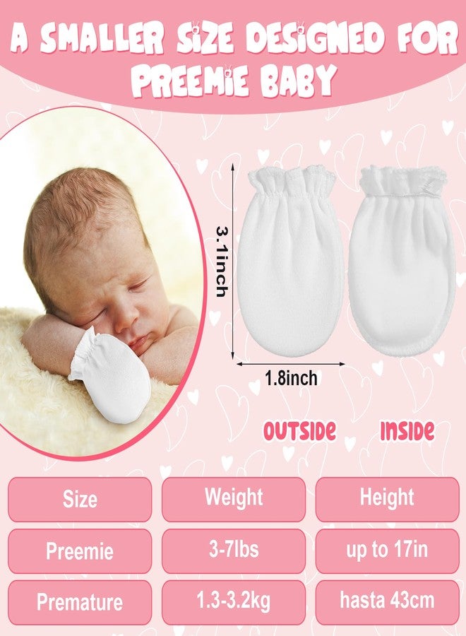 Vabean 12 Pairs Preemie Baby Mittens No Scratch Cotton Premature Baby Gloves for Nicu Preemie Girls Boys Gifts(White,Pink,Gray) - Image 2