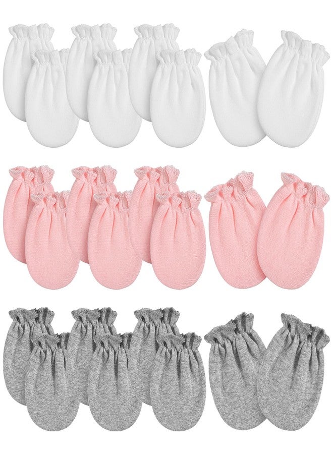Vabean 12 Pairs Preemie Baby Mittens No Scratch Cotton Premature Baby Gloves for Nicu Preemie Girls Boys Gifts(White,Pink,Gray) - Image 1