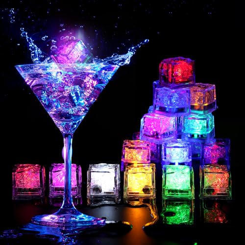 Nonley Light Up Ice Cubes72 Pack Color Changing Led Ice Cubes for Drinks Glow in the Dark Ice Cubes Reusable Glowing Flashing Ice Cube for Club Bar Party Wedding Decor 