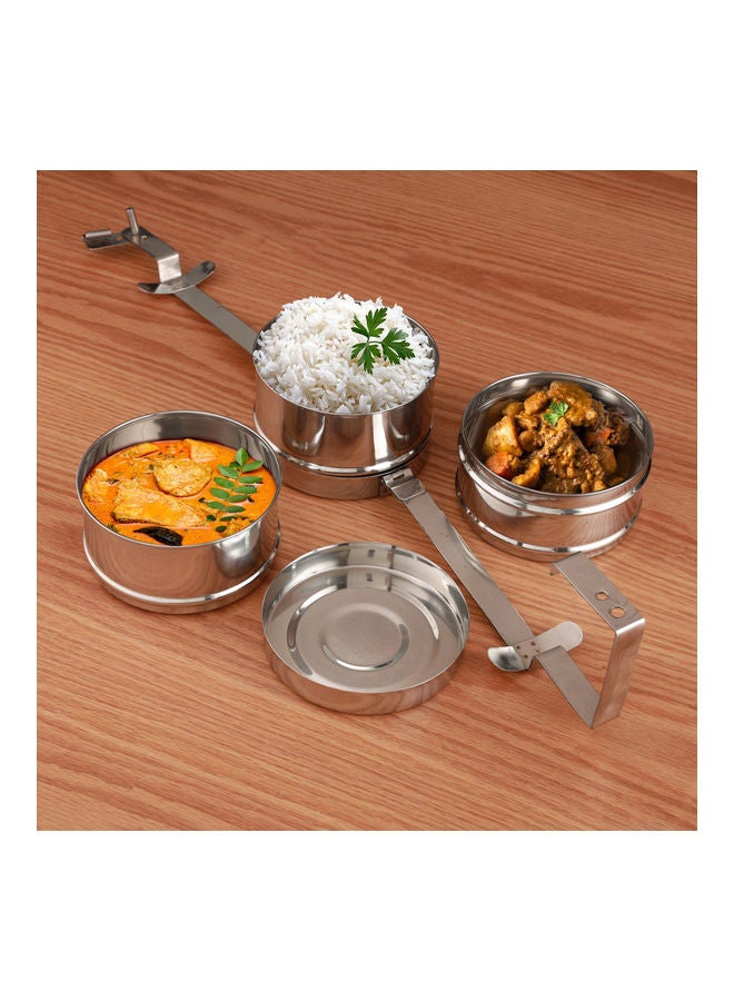 Royalford 3-Layer Bombay Tiffin Box Silver 13x26.5cm - Image 3