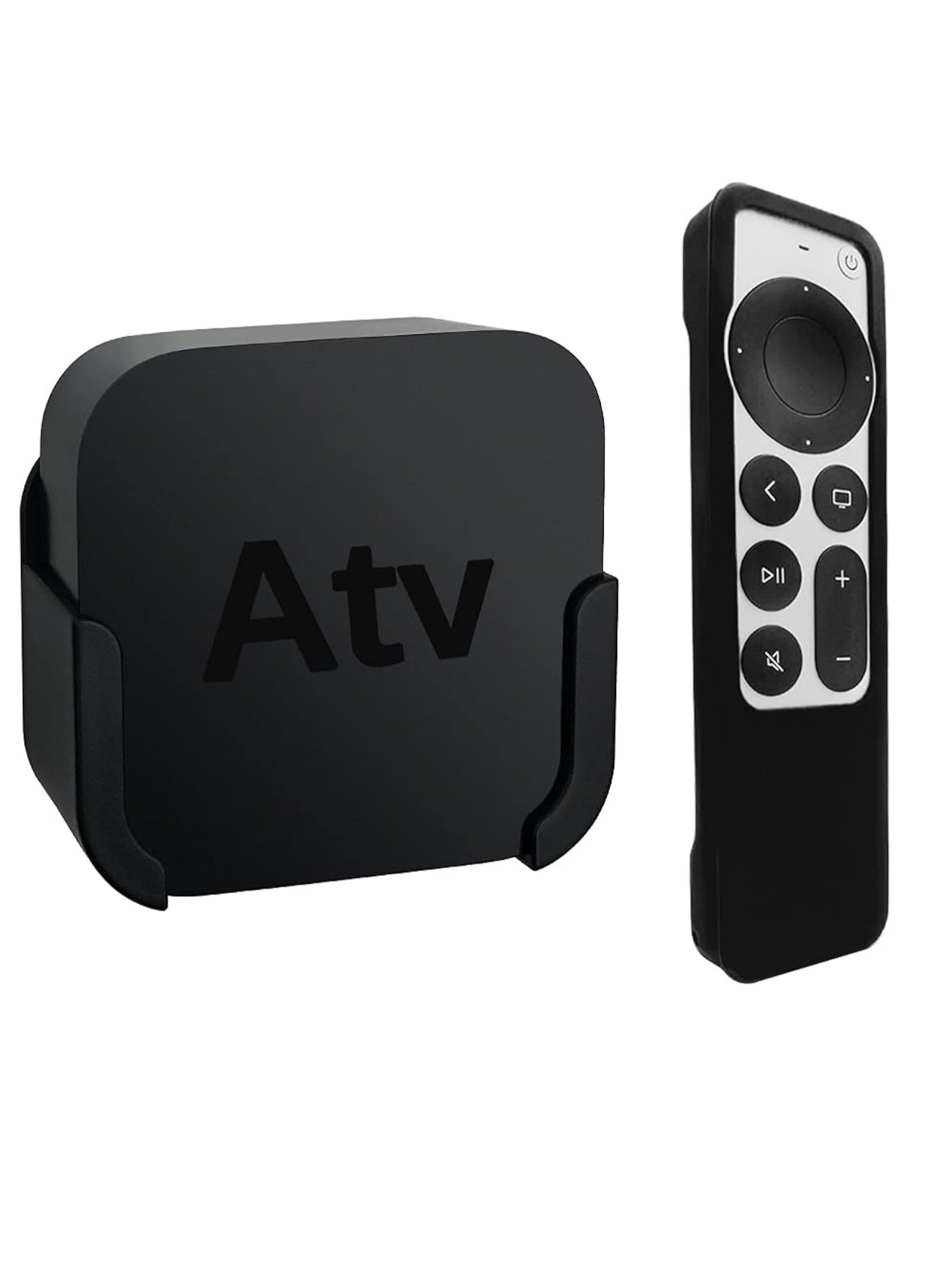 SourceTon TV Mount Compatible with Apple TV 4th and 4K 5th Generation, Wall Mount with Black Silicone Protective Case Compatible with 2021 Apple TV 4K / 6th Gen Siri Remote