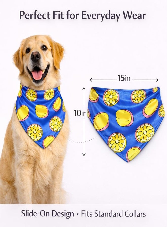 W Offers an Ultra Premium Satin Dog Collar Bandana, an Ideal Accessory for Medium and Large Dogs. It Includes a Slip-on Bandana and an Adjustable Collar with a D-Ring. (M, Lemons) - Image 5