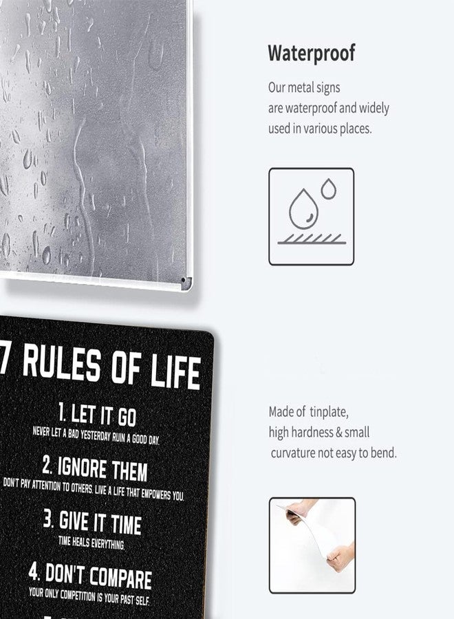 Fmcmly 7 Rules of Life Metal poster Inspirational Tin Sign for Teen Bedroom Decor Home Office Bedroom Classroom Cafes Motivational Wall Decor 8x12 Inch - Image 3