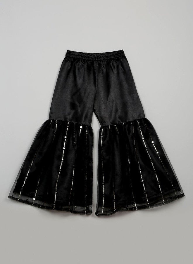 Saka Designs Girls Black Sequinned Kurta With Sharara - Image 5