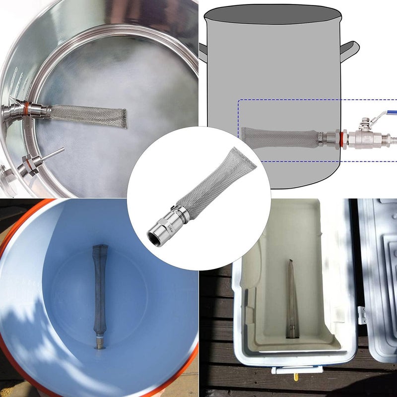 LitKiwi 6-inch Bazooka Screen Boil Screen(1/2" NPT) with Pipe Fitting(1/2"x 1/2" Female NPT),Reusable Stainless Steel 304 Beer Filter Tube,Mash and Tun Boil Screen for Home Brewing and Wine Making - Image 4