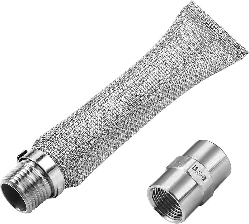 LitKiwi 6-inch Bazooka Screen Boil Screen(1/2" NPT) with Pipe Fitting(1/2"x 1/2" Female NPT),Reusable Stainless Steel 304 Beer Filter Tube,Mash and Tun Boil Screen for Home Brewing and Wine Making - Image 1