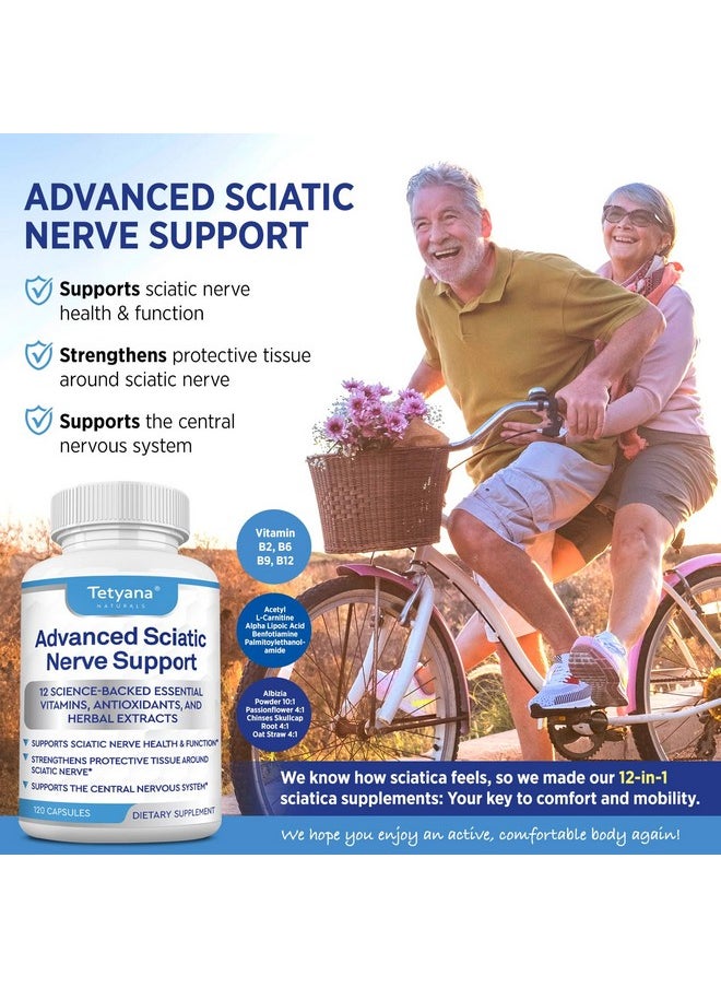 Tetyana naturals - Advanced Sciatic Nerve Support Relief: Alpha Lipoic Acid Vitamin, Benfotiamine - 12 in 1 Sciatica Supplements - 120 Capsules- 30-60 Supply- Made in USA - Image 1