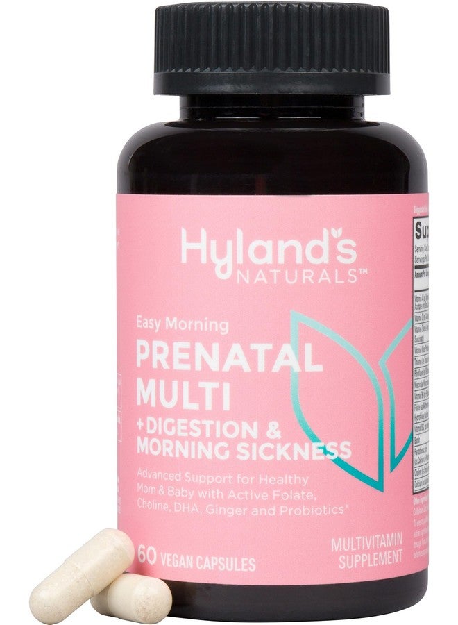 Hyland's Easy Morning Prenatal Multivitamin and Digestive Health and Morning Sickness Relief, 60 Vegan Capsules with Folate, Choline, Zinc, Ginger Root, Prebiotics and Algae DHA - Image 1