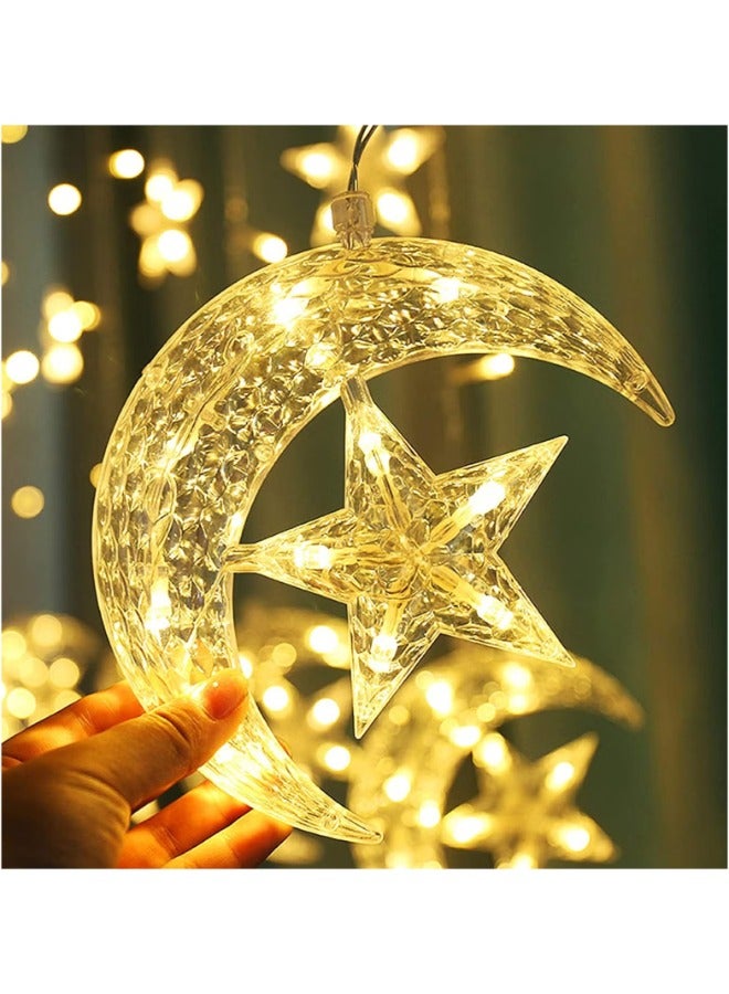 دريمزون أضواء زينة رمضان 3.5 متر ستارة زخرفية مرصعة بالنجوم أضواء رمضان أقمار ونجوم LED ضوء ليلي لديكور المنزل في رمضان - Image 2