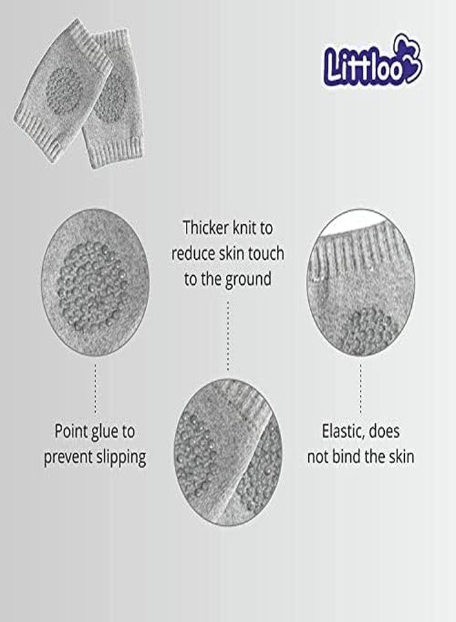 LITTLOO Baby Knee Socks & Crawling Socks (Pack of 6) Anti-Slip Knee & Elbow Protector Pads, Soft Cotton Elastic for Cushion & Knee Protection (Grey) - Image 5