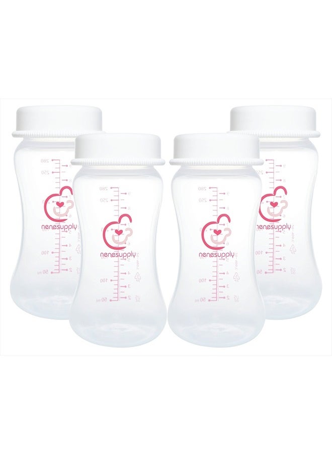 NENESUPPLY Nenesupply 9oz 4 Count Wide Neck Breast Pump Bottles Use as Bottles for Pumping with Spectra S1 Spectra S2 9 Plus Breast Pumps. Pump Bottles for Spectra Pump. Breastmilk Storage and Collection Bottles  - Image 1