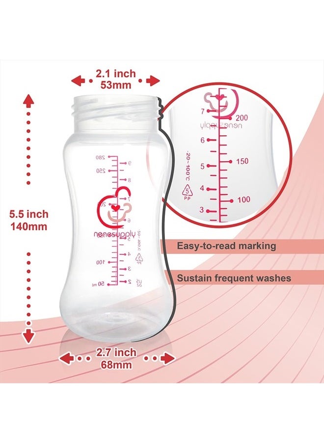 NENESUPPLY Nenesupply 9oz 4 Count Wide Neck Breast Pump Bottles Use as Bottles for Pumping with Spectra S1 Spectra S2 9 Plus Breast Pumps. Pump Bottles for Spectra Pump. Breastmilk Storage and Collection Bottles  - Image 4