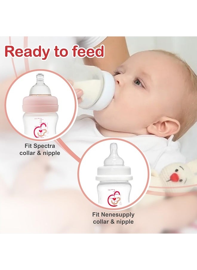 NENESUPPLY Nenesupply 9oz 4 Count Wide Neck Breast Pump Bottles Use as Bottles for Pumping with Spectra S1 Spectra S2 9 Plus Breast Pumps. Pump Bottles for Spectra Pump. Breastmilk Storage and Collection Bottles  - Image 5