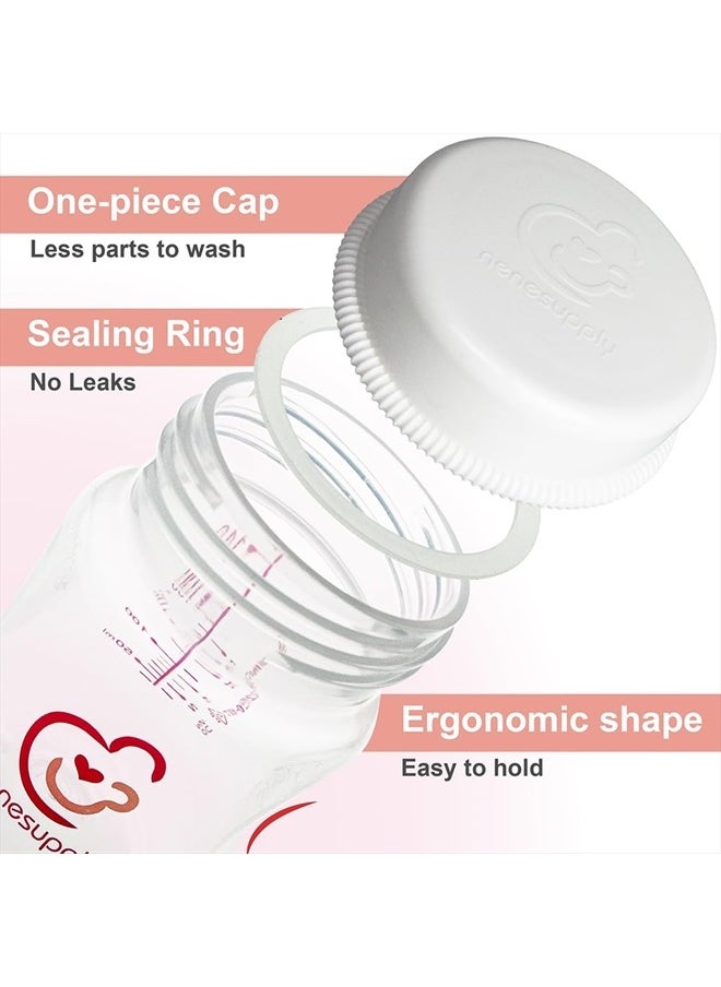 NENESUPPLY Nenesupply 9oz 4 Count Wide Neck Breast Pump Bottles Use as Bottles for Pumping with Spectra S1 Spectra S2 9 Plus Breast Pumps. Pump Bottles for Spectra Pump. Breastmilk Storage and Collection Bottles  - Image 2