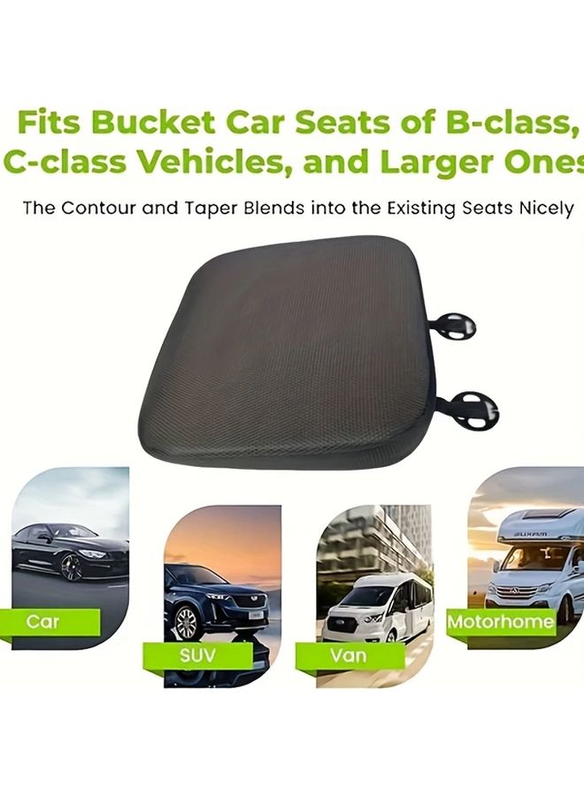 Elevated Comfort Driving Cushion Thick Height Booster Pad Black Breathable Polyester Fiber Non Slip Universal Fit Woven Car Seat Support - Image 5